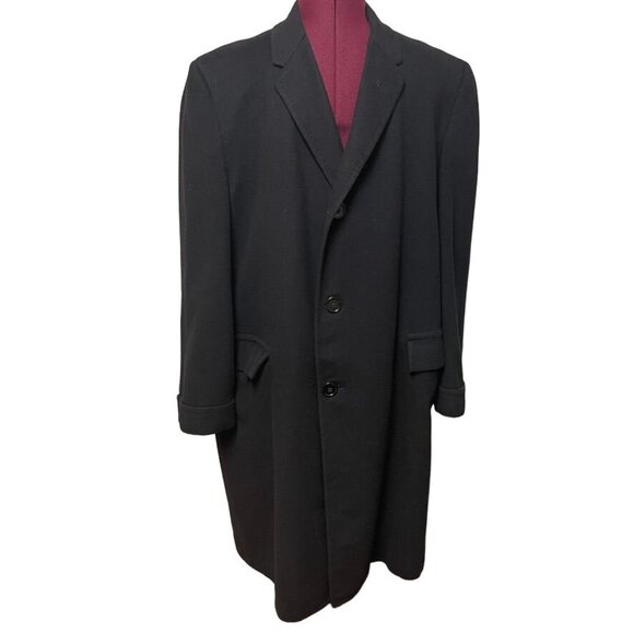 Varsity Town Cashmere Mens Peacoat With Button Closure &‎ Notched Lapel Black - Picture 1 of 15